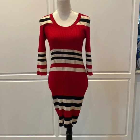 Red Striped Sweater Dress | Color: Red/Tan | Size: 6 | Totadini's Closet